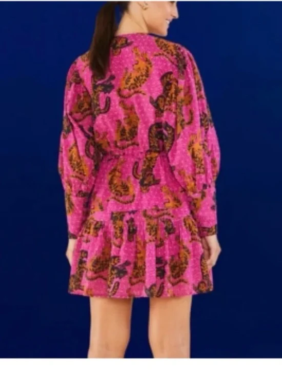 FARM Rio Pink Multicolor Long Sleeve Tiered Mini Dress - Picture 7 of 8